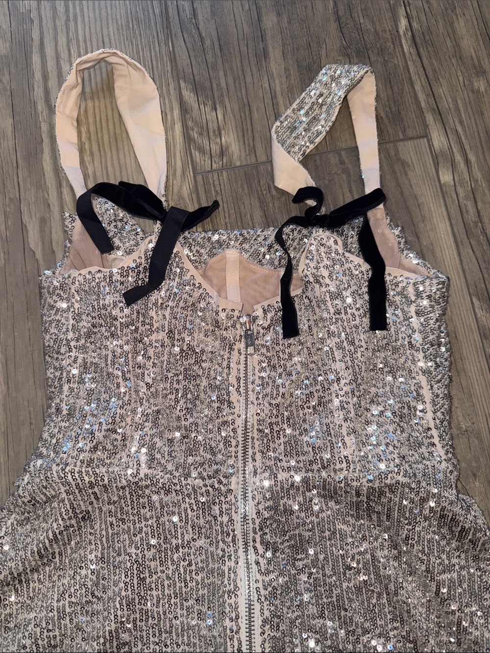 For Love & Lemons Candice Mini Dress in Silver size small - Picture 7 of 8